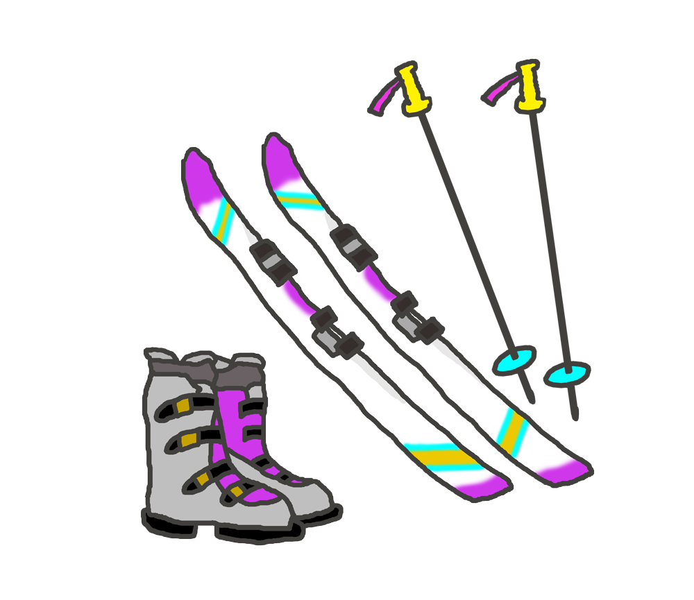 スキー道具のイラスト