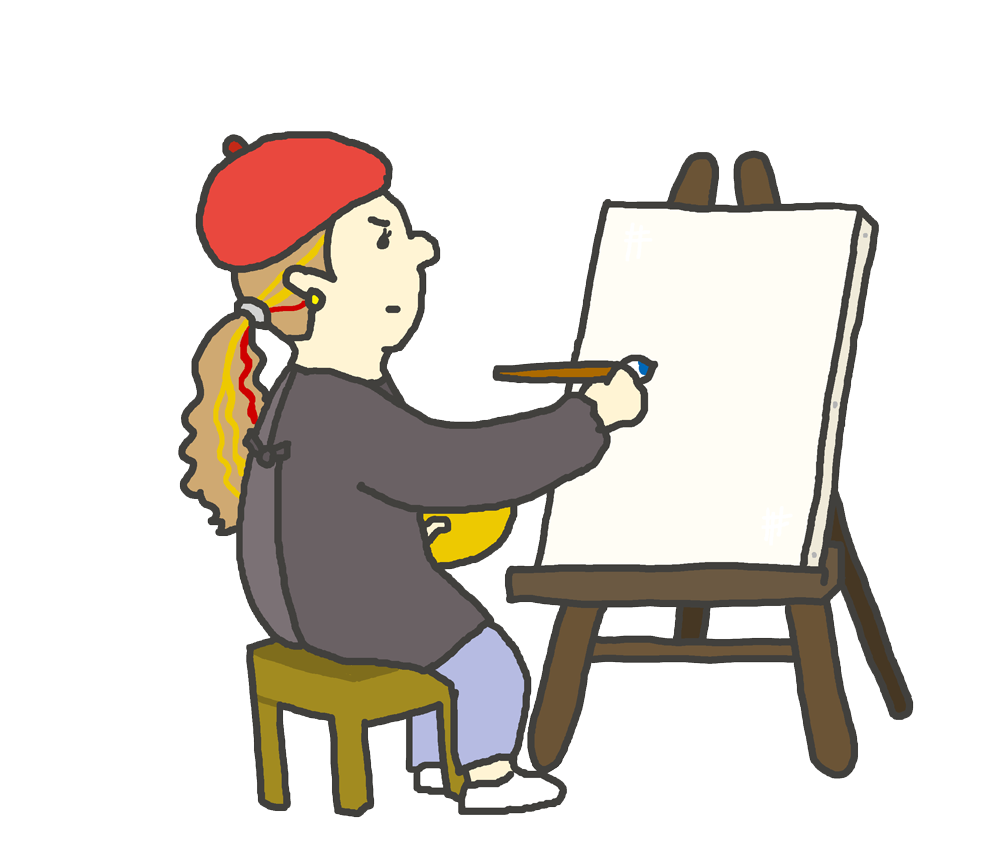 絵画を描く女性のイラスト