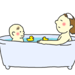 お風呂に入る親子のイラスト