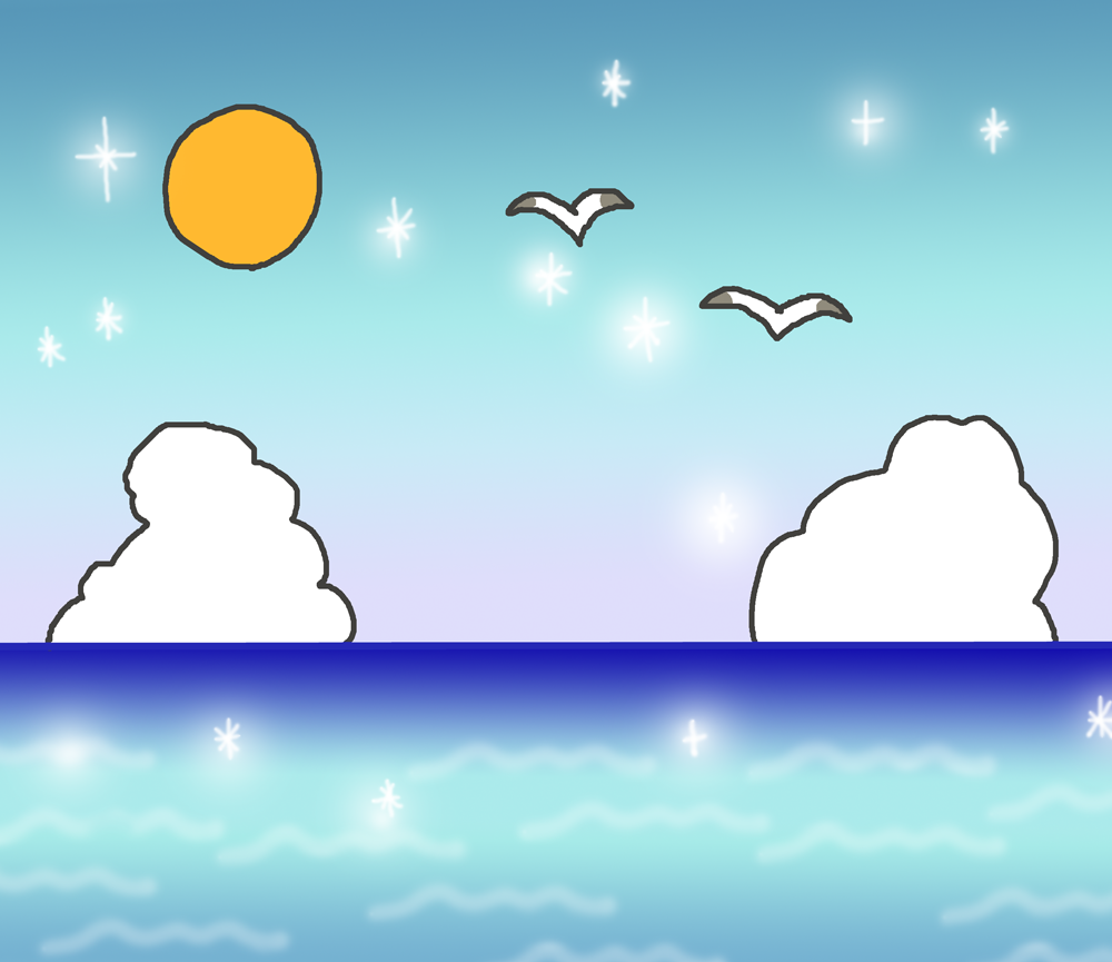 海の景色のイラスト