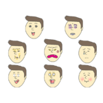 色々な表情の男性のイラスト
