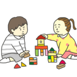 積み木で遊ぶ子どものイラスト