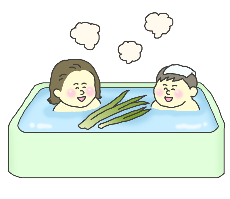 菖蒲湯に入る子供たちのイラスト