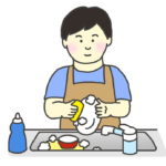 食器洗いをする男性のイラスト