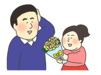 父の日に花束をプレゼントする女の子のイラスト