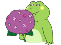 カエルと紫陽花のイラスト