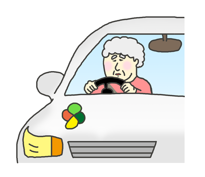 高齢者ドライバー（女性）のイラスト