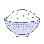 ご飯茶碗に盛られた白米のイラスト