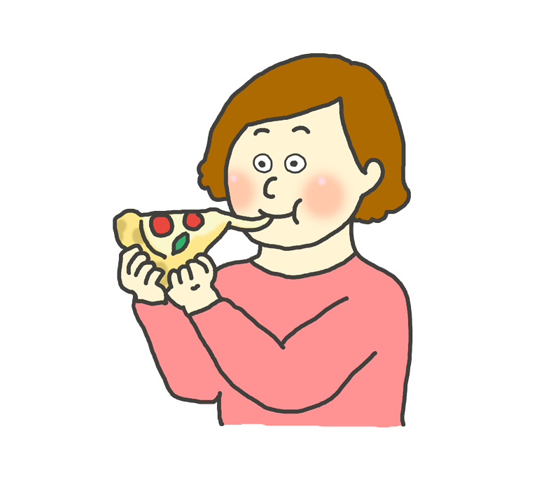 ピザを食べる女性のイラスト イラストの里