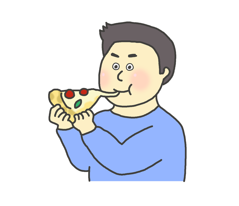 ピザを食べる男性のイラスト イラストの里