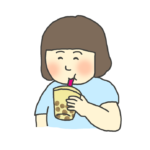 タピオカミルクティーを飲む女性のイラスト
