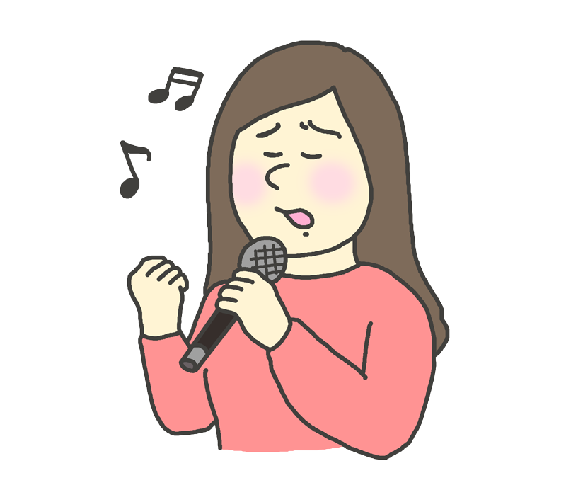 感情的に歌を歌う女性のイラスト