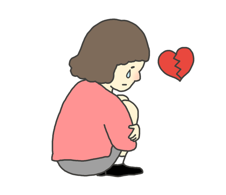 俯いて涙を流す女性のイラスト イラストの里