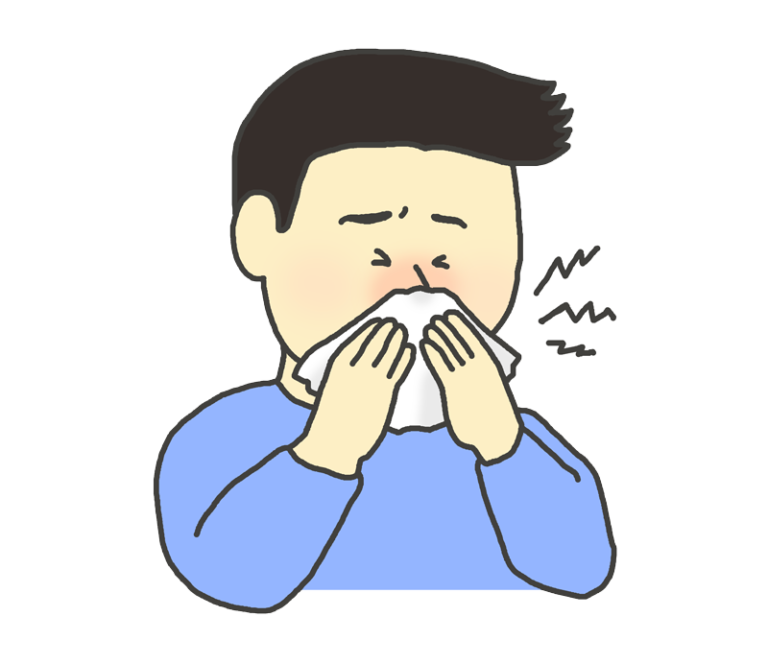 鼻をかむ男性のイラスト イラストの里