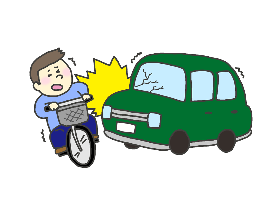 交通事故のイラスト（自動車対自転車）