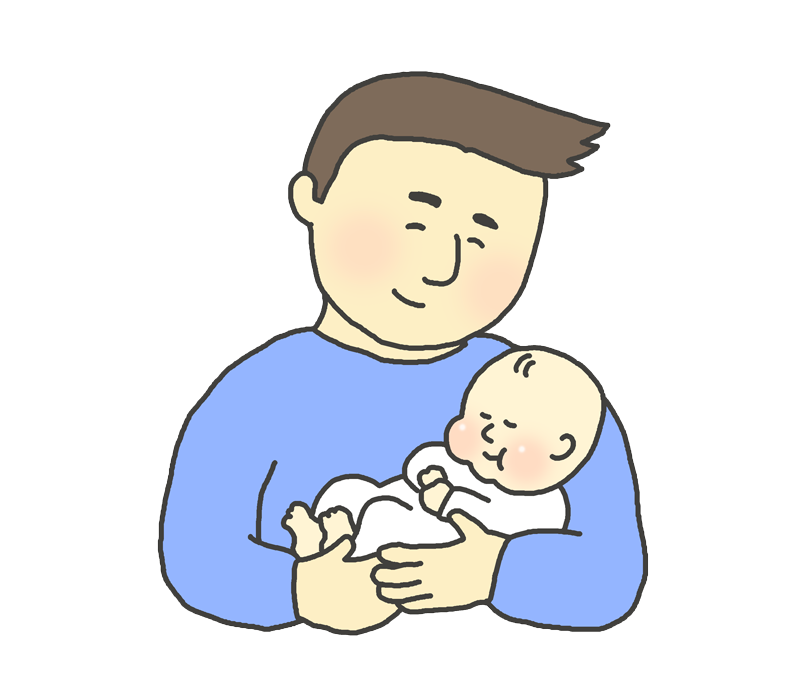 赤ちゃんを抱っこするお父さんのイラスト