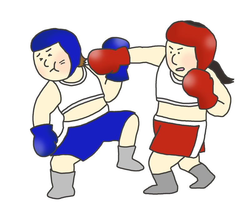 ボクシングの試合のイラスト（女子）