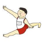 開脚ジャンプする男子体操選手のイラスト