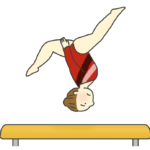 平均台の演技をする女子体操選手のイラスト