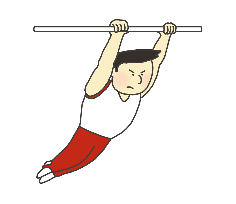 鉄棒の演技をする男子体操選手のイラスト