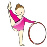 フープの演技をする体操選手（女性）のイラスト