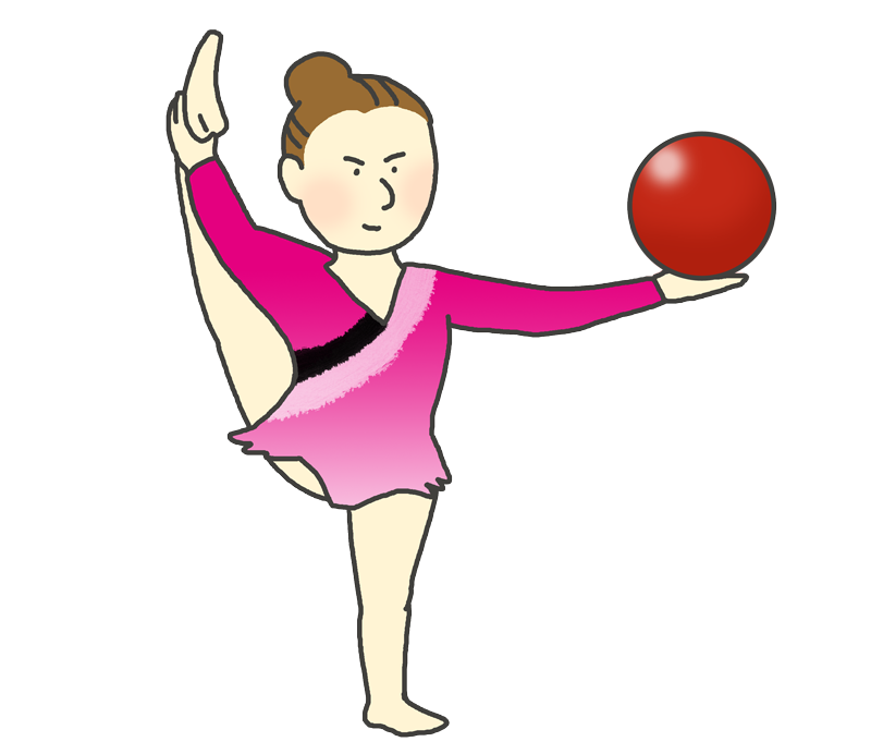 新体操のボールの演技（女性）のイラスト