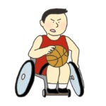 車椅子バスケットボールのイラスト（男性）