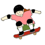 スケートボードのイラスト（女性）