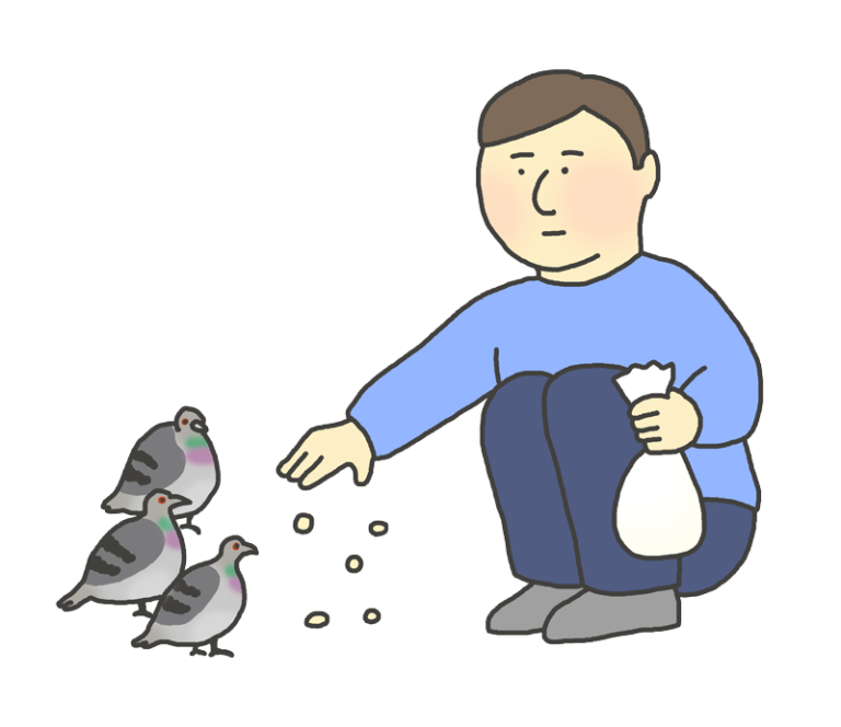 鳩に餌をやる男性のイラスト イラストの里 鳩に餌をやる男性のイラスト イラストの里