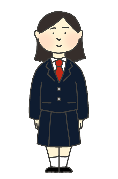 学生服（ブレザー冬服）の女の子のイラスト