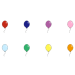 色々な色の風船のイラスト