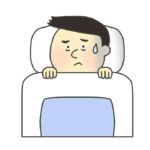 不眠症の男性のイラスト