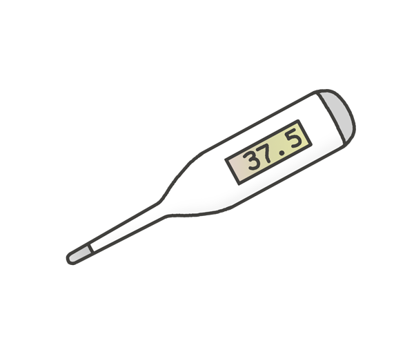 体温計のイラスト（微熱37.5℃）