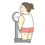 体重を測る太った女性のイラスト