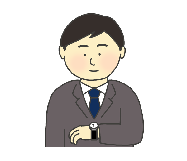 時計を見る男性のイラスト