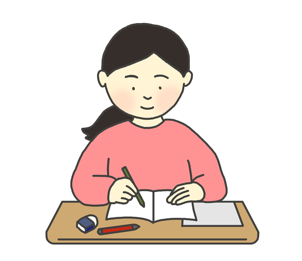 勉強する女性のイラスト