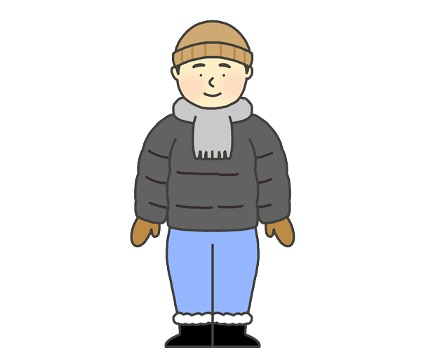 防寒着を着る男性のイラスト