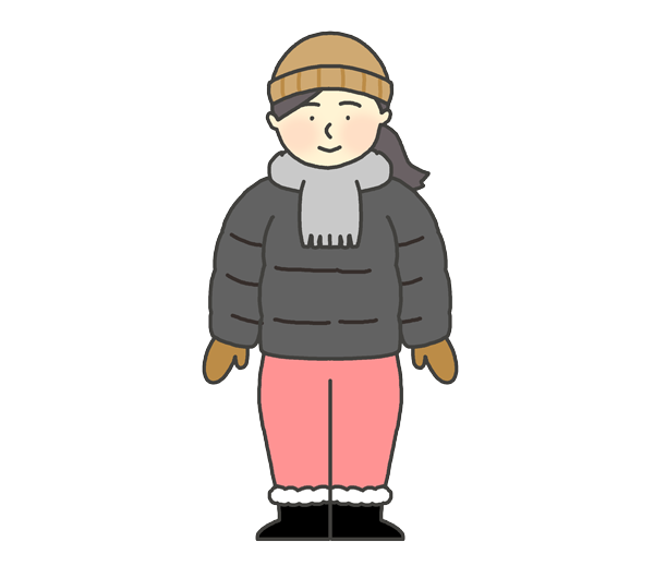 防寒着を着ている女性のイラスト