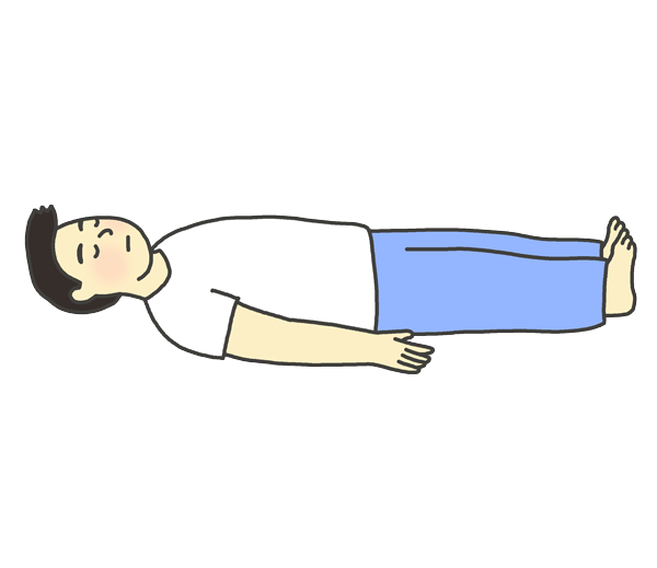 仰向けに寝る男性のイラスト