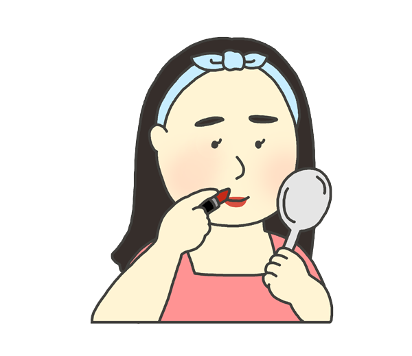口紅を塗る女性のイラスト