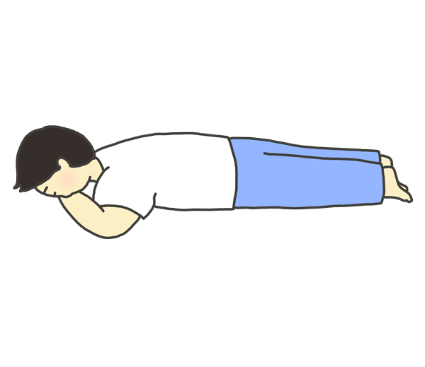 うつ伏せに寝ている男性のイラスト