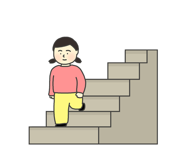 階段をおりる女の子のイラスト