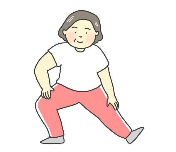 膝の伸脚運動のイラスト（おばさん）
