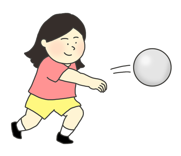 ボールを投げる女の子のイラスト